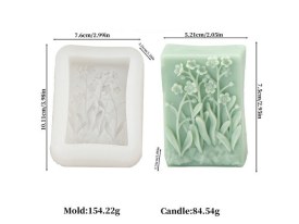 Molde silicona jabon rectangular juncos y flores 